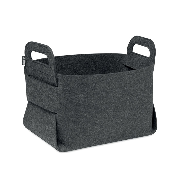 FIALAN - Cesta plegable de fieltro RPET en color gris con asas para facilitar el transporte