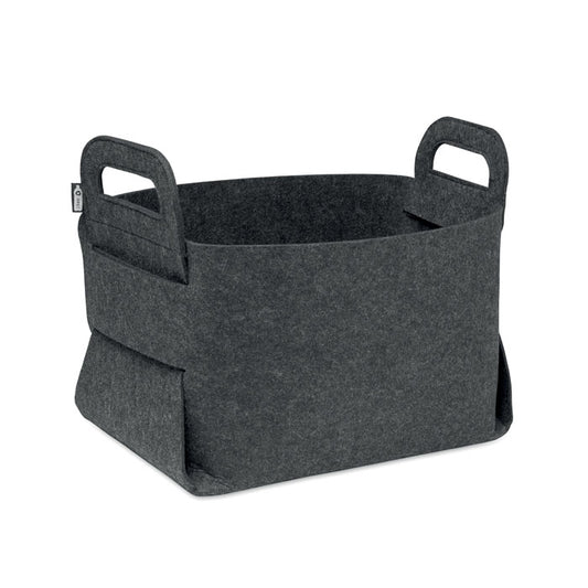 FIALAN - Cesta plegable de fieltro RPET en color gris con asas para facilitar el transporte