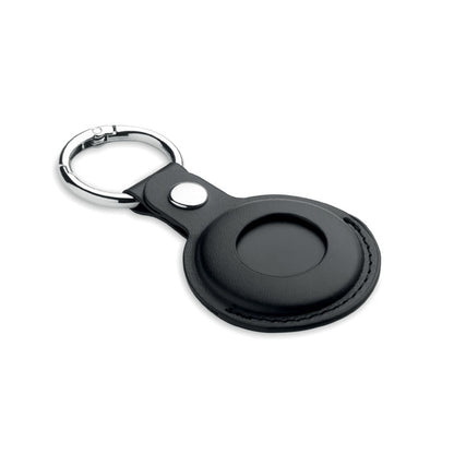 Localizador inteligente negro con llavero en perspectiva