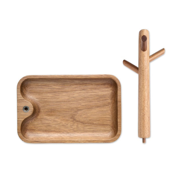 BRANCA - Porta llaves madera de acacia con bandeja y soporte en madera clara, funcional y decorativa.
