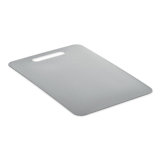 PLATI + - Tabla de cortar de acero M en color gris, superficie lisa, diseño mediano ideal para cocinar.