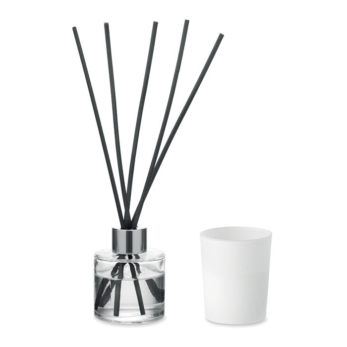 KALOMA SET - Set vela y difusor de vainilla con difusor de vidrio y varillas de fibra.