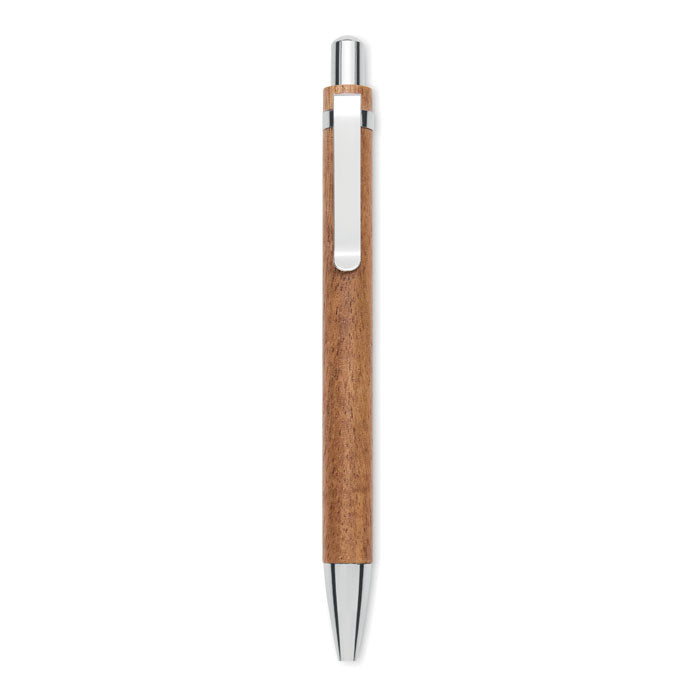 JAKARTA - Bolígrafo de madera de acacia con cuerpo de madera y detalles cromados brillantes.