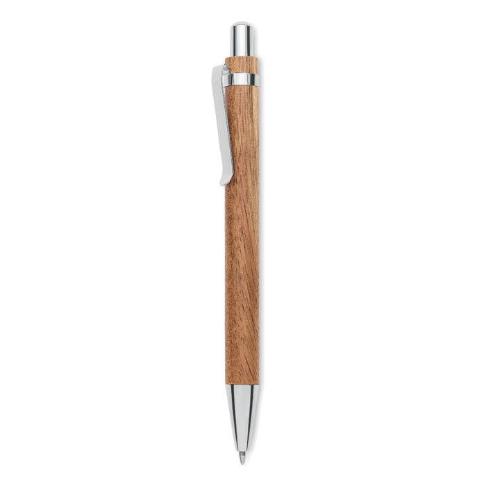 JAKARTA - Bolígrafo de madera de acacia con cuerpo de madera y detalles cromados brillantes.