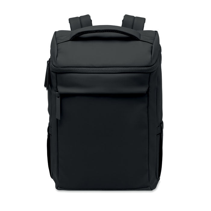 BOULDER - Mochila PU para portátil 15" de color negro, ideal para transportar dispositivos electrónicos y accesorios.