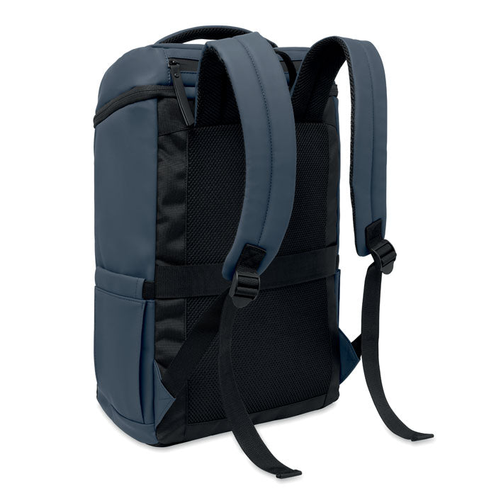 BOULDER - Mochila PU para portátil 15" con diseño acolchado y correas ajustables en color azul.