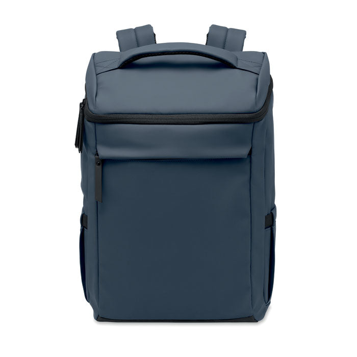 BOULDER - Mochila PU para portátil 15" en color azul, con compartimento acolchado y múltiples bolsillos.