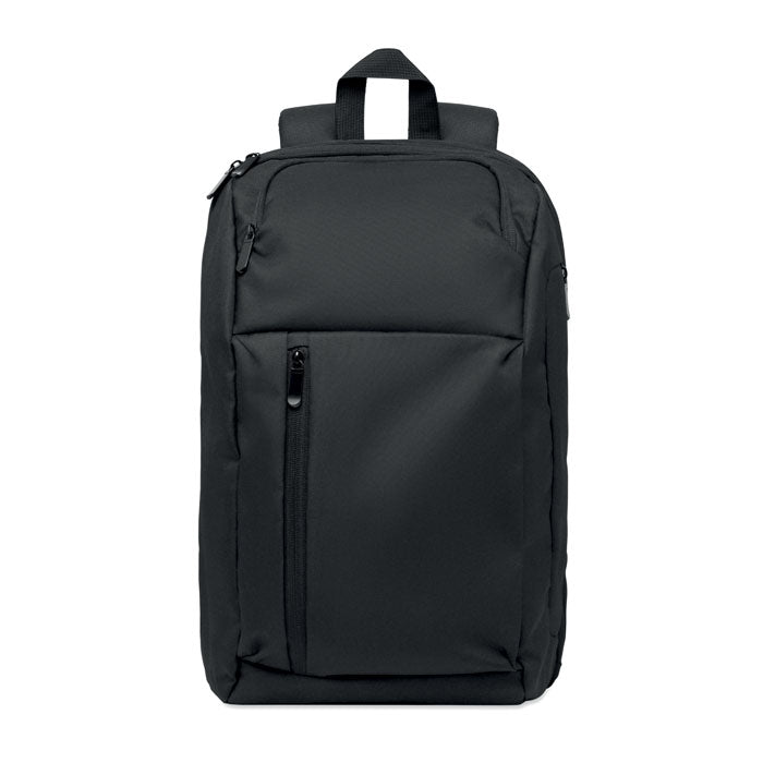 DOHA - Mochila portátil 15" RPET 15L en color negro, diseño moderno y funcional.
