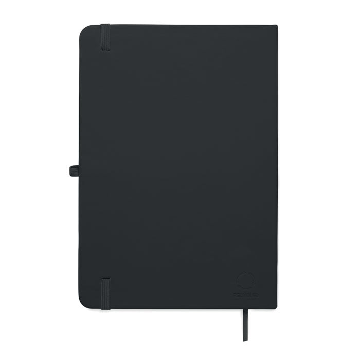 ARCOLOOP - Libreta A5 de PU reciclado con tapa rígida y cierre elástico, color negro.