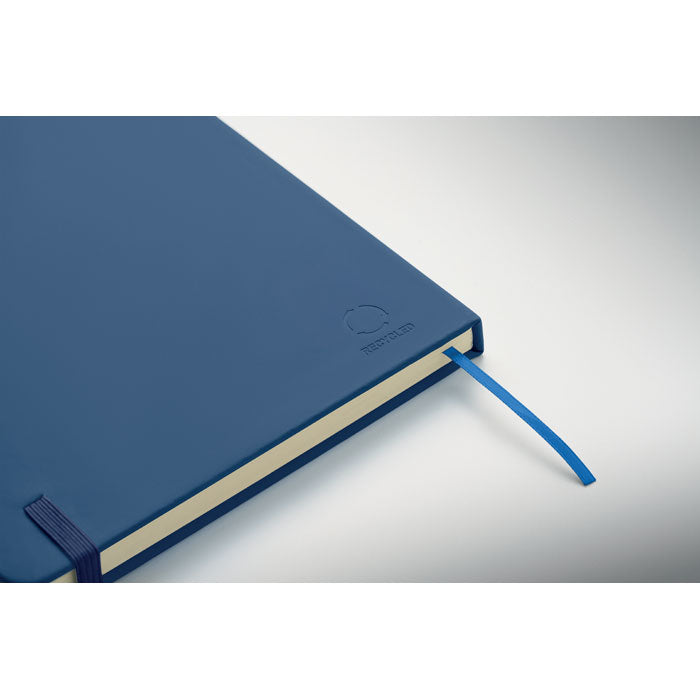 ARCOLOOP - Libreta A5 de PU reciclado con tapa rígida y cinta marcapáginas color azul