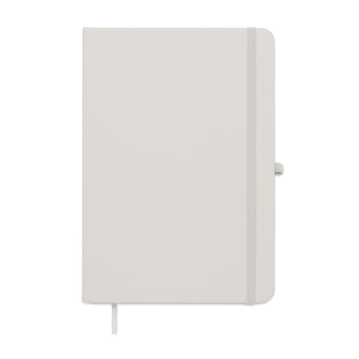 ARCOLOOP - Libreta A5 de PU reciclado con tapa rígida en color gris claro y cierre elástico.