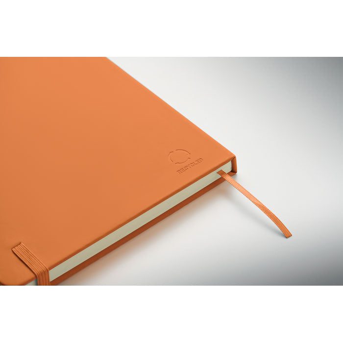 ARCOLOOP - Libreta A5 de PU reciclado de color naranja con cierre elástico y cinta marcapáginas