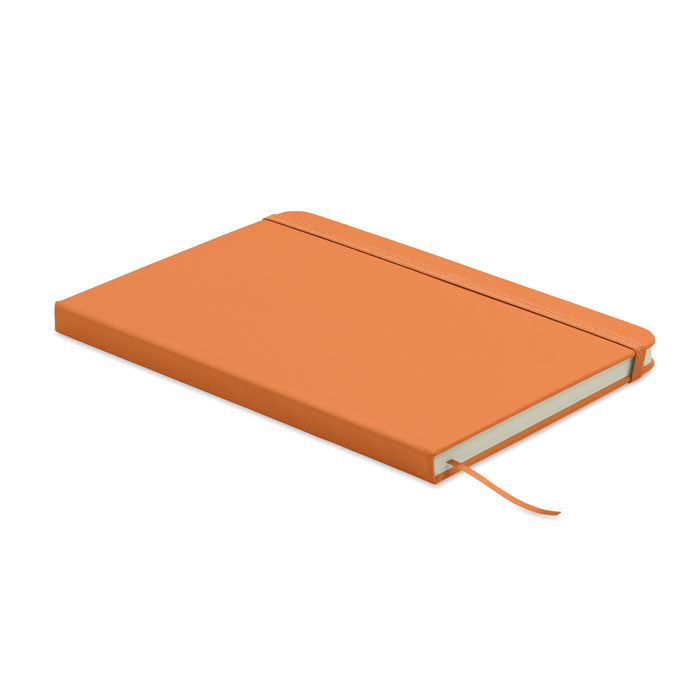 ARCOLOOP - Libreta A5 de PU reciclado color naranja con tapa rígida y cierre elástico.