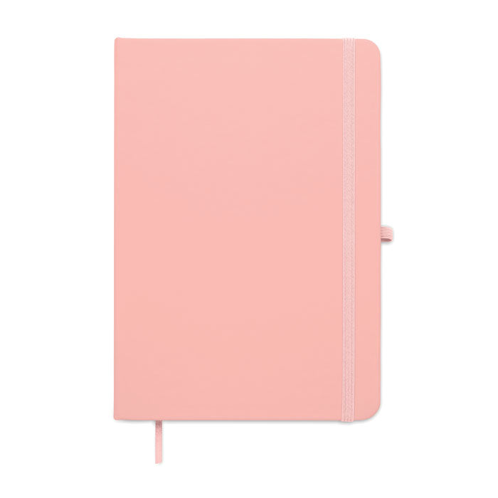ARCOLOOP - Libreta A5 de PU reciclado en color rosa con tapa rígida y cierre elástico.