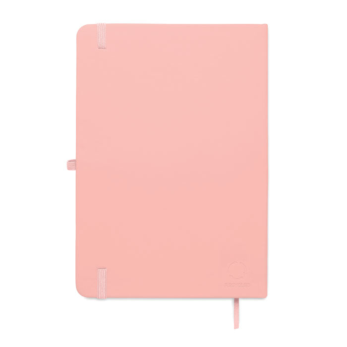 ARCOLOOP - Libreta A5 de PU reciclado en color rosa con tapa rígida y cierre elástico.