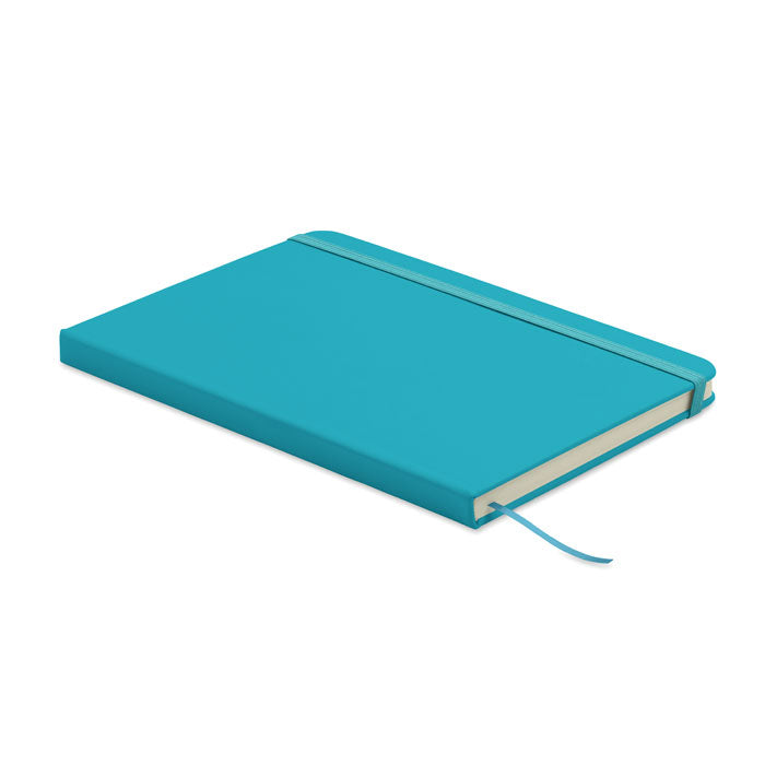 ARCOLOOP - Libreta A5 de PU reciclado en color azul con tapa rígida y cierre elástico.