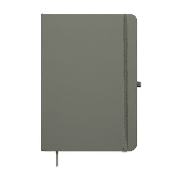 ARCOLOOP - Libreta A5 de PU reciclado con tapa rígida en color gris y cierre elástico.