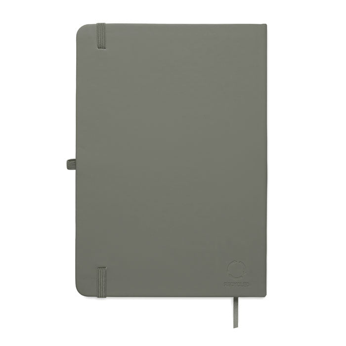 ARCOLOOP - Libreta A5 de PU reciclado con tapa rígida en color gris y cierre elástico.