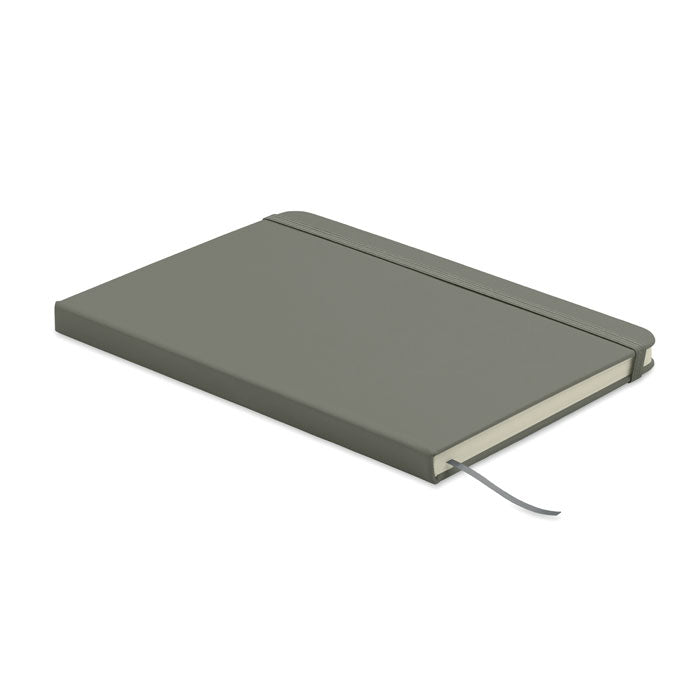 ARCOLOOP - Libreta A5 de PU reciclado con tapa rígida y cierre elástico en color gris.