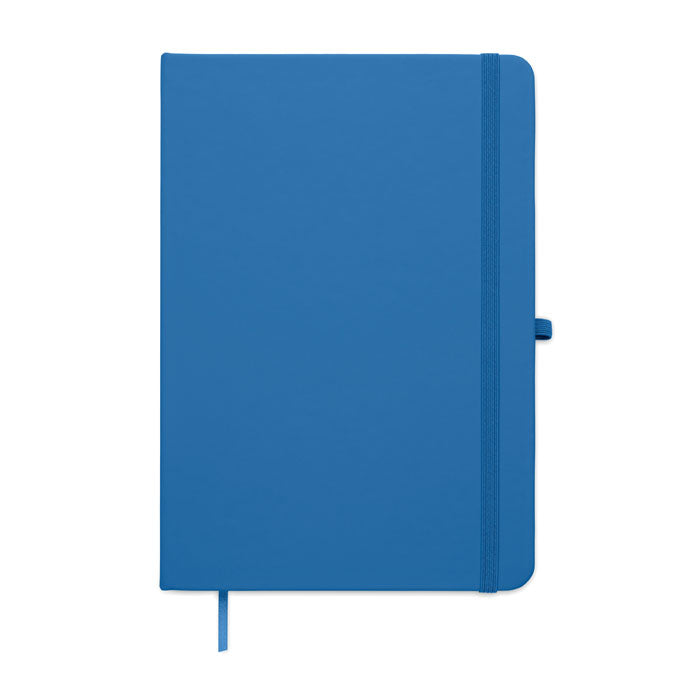 ARCOLOOP - Libreta A5 de PU reciclado de color azul con tapa rígida y cierre elástico.