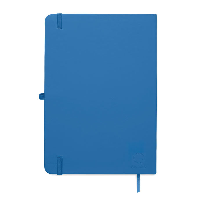 ARCOLOOP - Libreta A5 de PU reciclado en color azul con tapa rígida y cierre elástico.