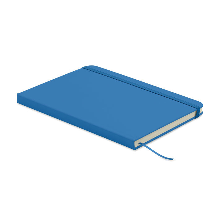 ARCOLOOP - Libreta A5 de PU reciclado color azul con tapa rígida y cinta marcapáginas.
