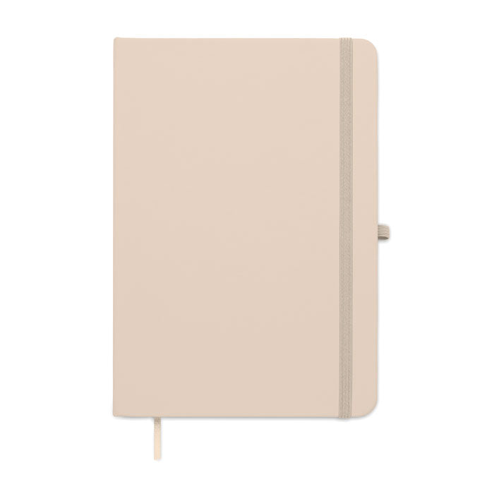 ARCOLOOP - Libreta A5 de PU reciclado con tapa rígida y cierre elástico en color beige.