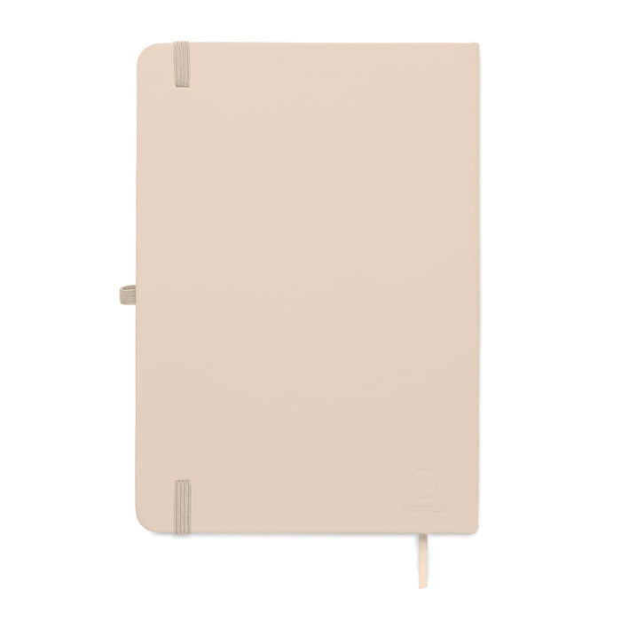 ARCOLOOP - Libreta A5 de PU reciclado con tapa rígida beige y cierre elástico.