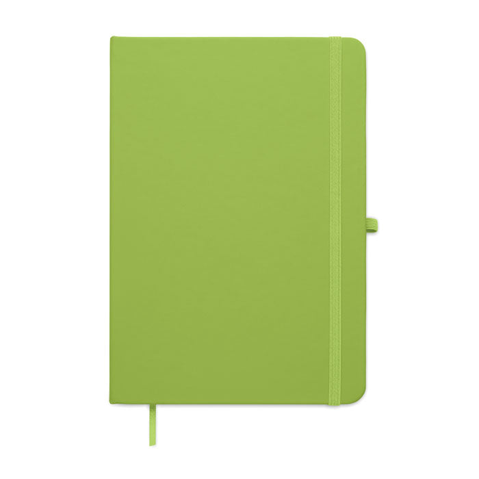 ARCOLOOP - Libreta A5 de PU reciclado con tapa rígida verde y cierre elástico, ideal para notas y organización.