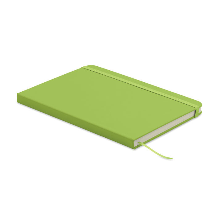 ARCOLOOP - Libreta A5 de PU reciclado en color verde con tapa rígida y cierre elástico.