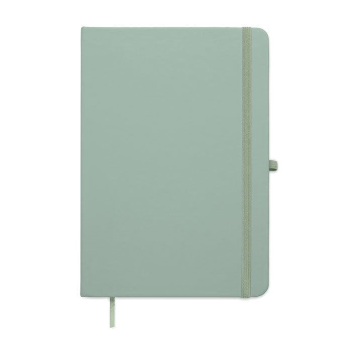 ARCOLOOP - Libreta A5 de PU reciclado con tapa rígida en color verde y cierre elástico.