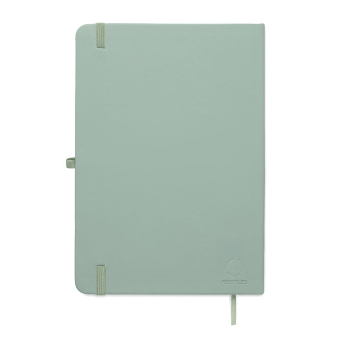 ARCOLOOP - Libreta A5 de PU reciclado de color verde, con tapa rígida y cierre elástico.