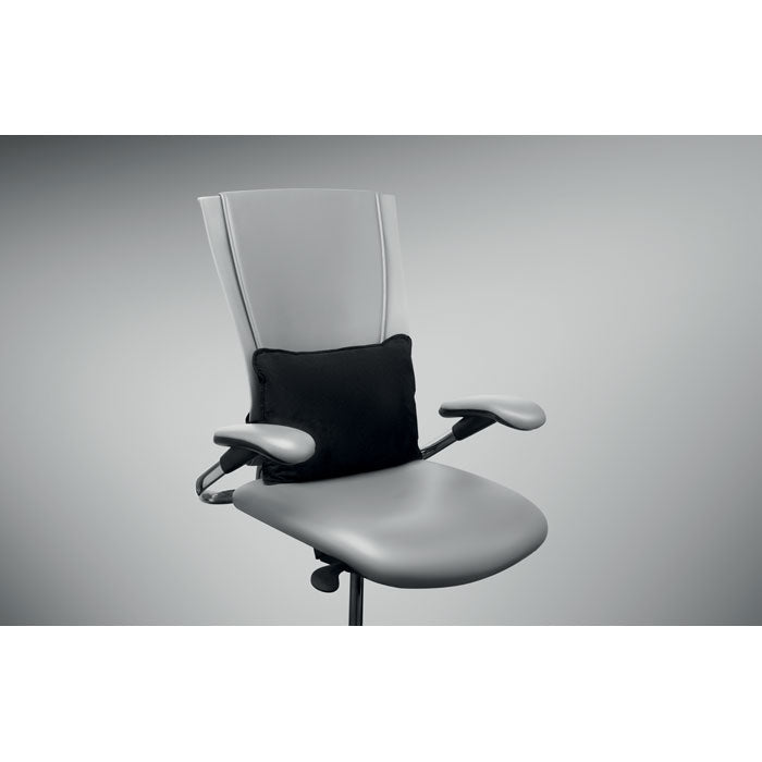 SUICUSH - Cojín de tela de ante sobre una silla de oficina, brindando comodidad y soporte para el teletrabajo.