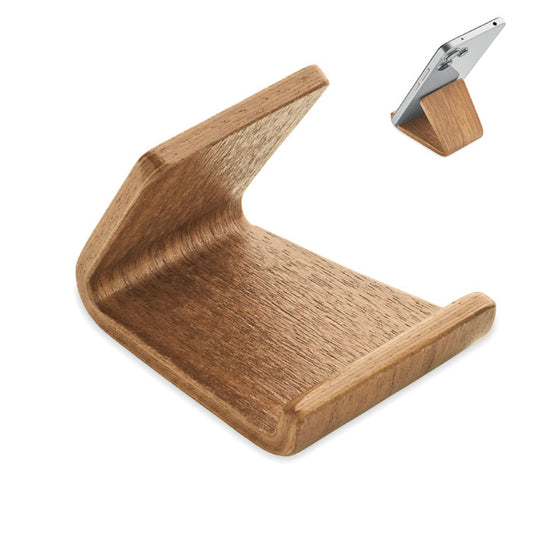 HOLD - Soporte teléfono madera nogal, soporte elegante en madera de nogal para mantener el teléfono seguro.