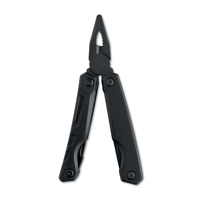 BLAQUIN - Multiherramienta plegable: herramienta negra con alicates, diseño compacta y funcional para múltiples usos.