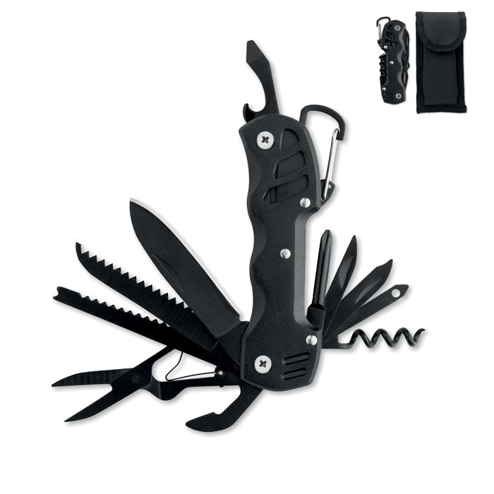 MYTOOL - Navaja multiusos 13 en 1 con múltiples herramientas en un diseño compacto y funda 600D.
