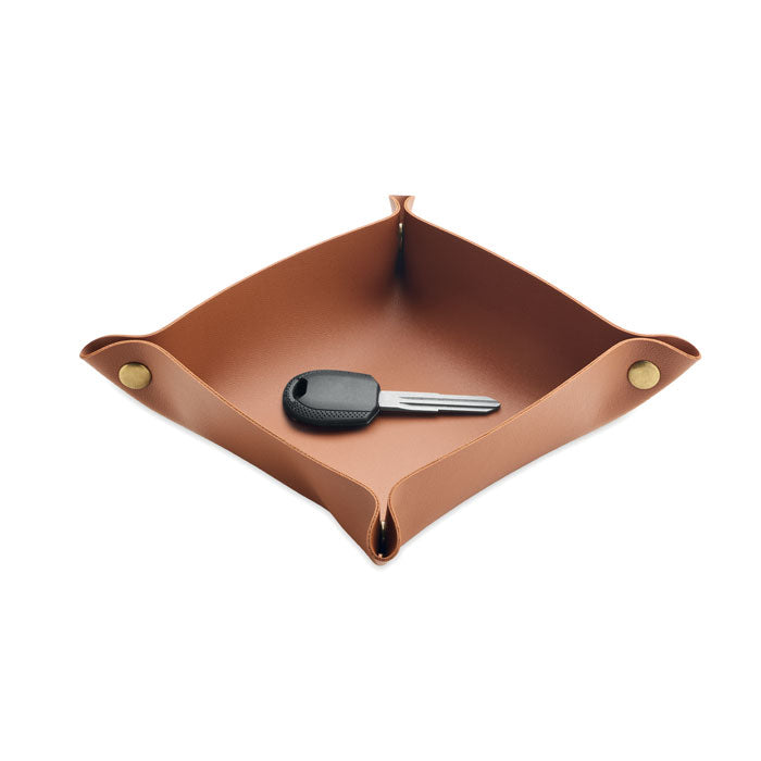 KEYSPOT - Bandeja para llaves de PU con hebillas de hierro y llave en su interior.