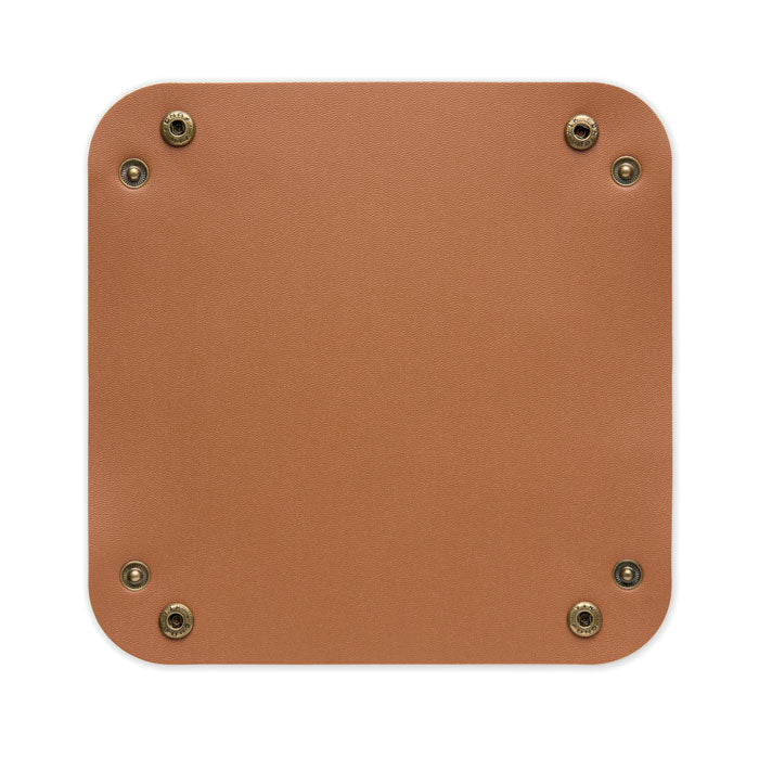 KEYSPOT - Bandeja para llaves de PU, vista superior de bandeja de PU con hebillas de hierro, color marrón.