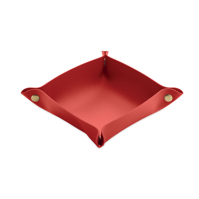 KEYSPOT - Bandeja para llaves de PU en color rojo, con hebillas de hierro y diseño plegable.