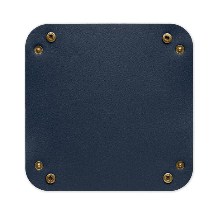 KEYSPOT - Bandeja para llaves de PU vista superior con hebillas de hierro en color azul.