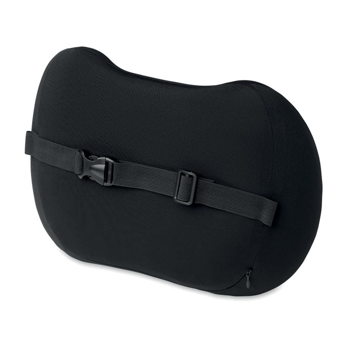 NECKRES - Cojín ergonómico viscoelástica en color negro con correa ajustable para apoyo lumbar.