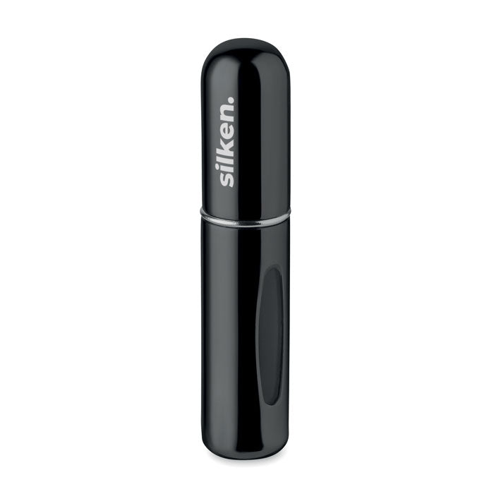 SPRAY - Atomizador recargable de 5 ml en color negro, diseño elegante y antigoteo.