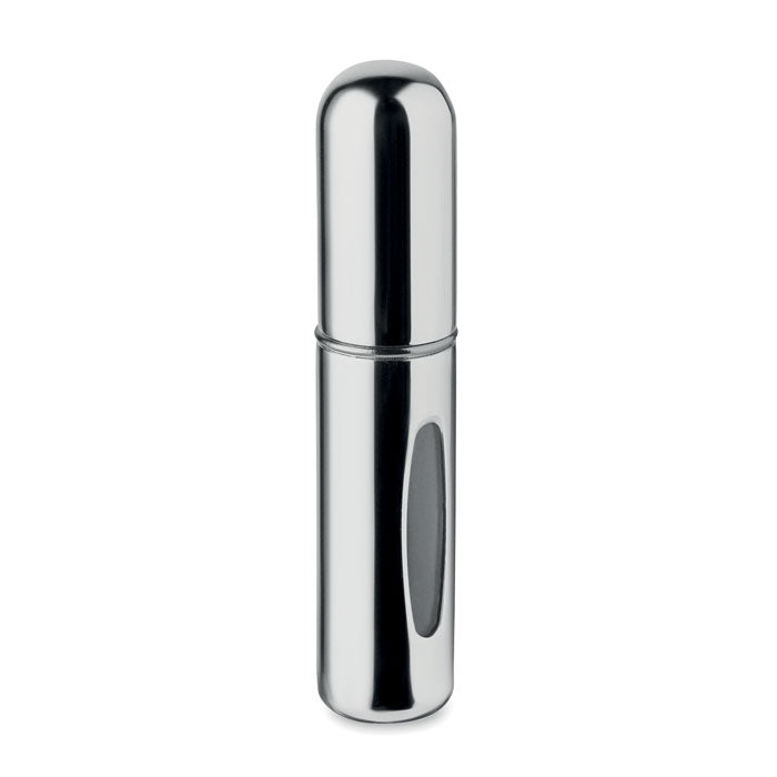 SPRAY - Atomizador recargable de 5 ml en color aluminio con diseño elegante y antigoteo.