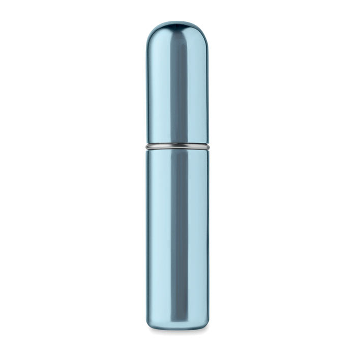 SPRAY - Atomizador recargable de 5 ml en aluminio electrochapado color azul, diseño antigoteo y antifugas.