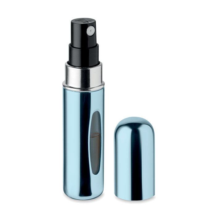 SPRAY - Atomizador recargable de 5 ml en color azul con tapa desmontable, ideal para llevar perfumes.