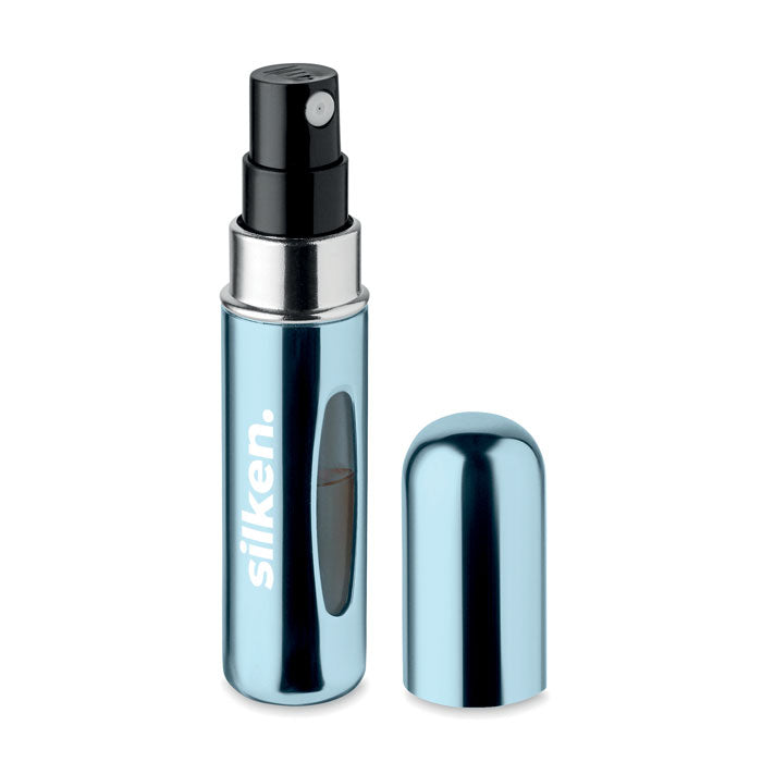 SPRAY - Atomizador recargable de 5 ml en color azul con tapa y diseño elegante para perfume.