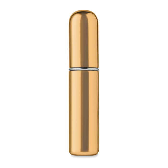 SPRAY - Atomizador recargable de 5 ml en color dorado, diseño elegante y portátil.