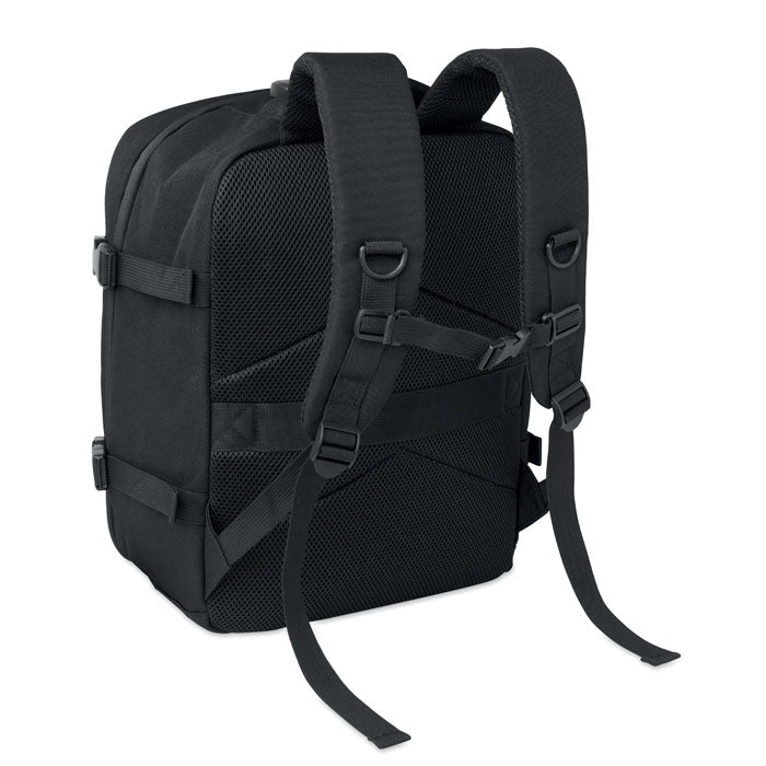 LOCK&GO - Mochila 15" RPET 20L vista trasera con correas ajustables y diseño acolchado.