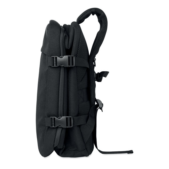 LOCK&GO - Mochila 15" RPET 20L vista lateral mostrando el diseño compacto y los cierres de la mochila.