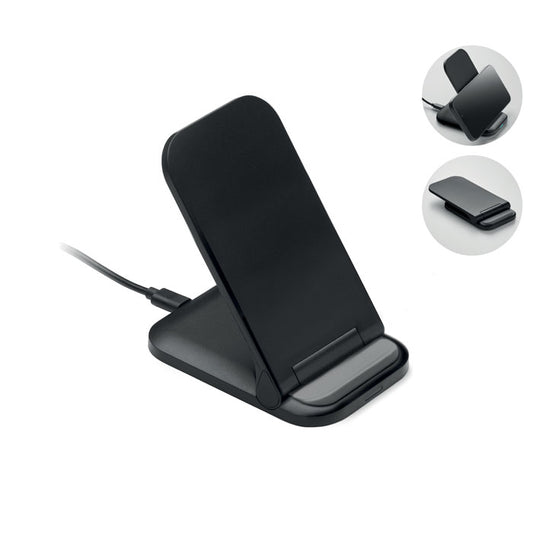 POWERFOLD - Cargador plegable 15 W, soporte de carga inalámbrica en color negro con diseño elegante y plegable.